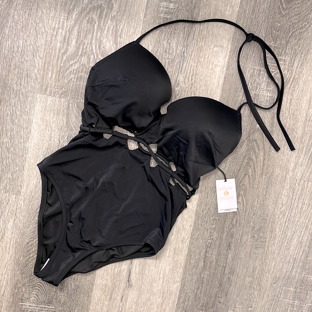 NWT Shade & Shore black one piece swimsuit